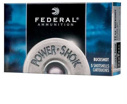 A box of Federal 16 Gauge Ammunition contains 5 rounds of 2 3/4 shells with 12 pellets of #1 lead buck, packaged in blue and black with a metallic shell design and bold white text.