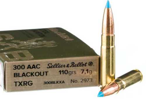 Sellier Bellot 300 AAC Blackout 110Gr TXRG Blue Ammo 20Rd