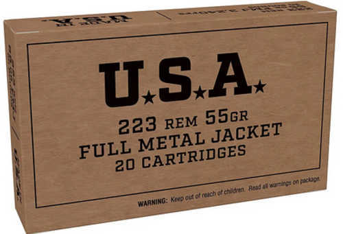 Winchester USA 223 Rem 55Gr FMJ Ammo 20 Rounds Per Box